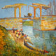 The langlois bridge at Artles with women washing - Vincent van Gogh